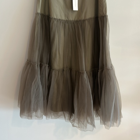 Anthropologie Elegant Olive Green Tulle Skirt - Picture 4 of 6